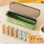 【iSFun】透視可愛 一周七格雙重卡扣長條藥盒/透黑綠 透黑綠