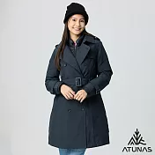 【ATUNAS 歐都納】女款GORE-TEX防水透氣+保暖羽絨二件式長版風衣外套/大尺碼A1GT2508W- S 藍黑