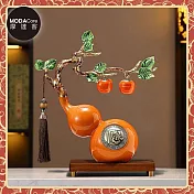 摩達客◉開運招財◉精緻創意藝術橙色事事如意福祿葫蘆聚財設計陶瓷風水擺飾 辦公室事業 客廳玄關 春節禮品工藝