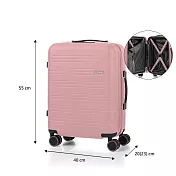 American Tourister - 美國旅行者 NOVASTREAM 極輕量PC材質 雙層防盜拉鍊可擴充20吋行李箱旅行箱 復古粉