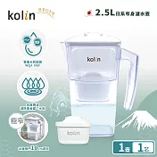Kolin 歌林 2.5L日系窄身濾水壺(內含四重濾芯*1/適用Brita)  (白色)