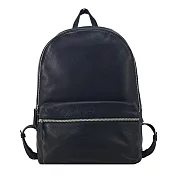 agnes b.壓印LOGO荔枝紋皮革男仕後背包- 黑