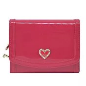 agnes b.愛心LOGO漆皮壓釦零錢包- 紅