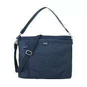 agnes b. 皮革LOGO圓點尼龍斜背包-大 深藍