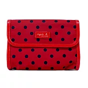 agnes b. 水玉尼龍翻蓋化妝包- 紅/黑點