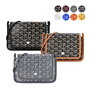 GOYARD PLUMET 經典LOGO翻蓋扁斜背包(多色選) 黑
