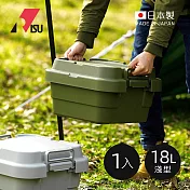 【日本RISU】TRUNK CARGO二代 日製戶外掀蓋式耐壓收納箱(淺型)-18L-3色可選(TC-30S LOW)- 軍綠