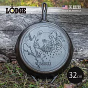【美國LODGE】野生動物系列 美國製鑄鐵露營煎鍋(棕熊)-32cm (L10SKWLBR)