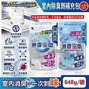 (2袋任選超值組)日本Kobayashi小林製藥-無香空間居家室內消臭珠芳香除臭劑補充包648g/袋(玄關鞋櫃浴廁,放置型空氣清新劑,分解異味消臭晶球,汗味脫臭劑) 皂香藍*2袋