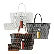GOYARD SNOOPY 聯名款條紋塗料帆布LOGO子母購物包-任選色 小/白/灰黑