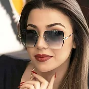 seoul show首爾秀 小框水晶切邊太陽眼鏡抗UV400墨鏡 902  漸層黑灰片