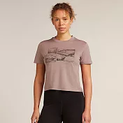 【紐西蘭Icebreaker】女 Tech Lite 圓領短袖上衣(短版)-(攀登之路)-150 S 藕粉