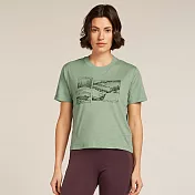 【紐西蘭Icebreaker】女 Tech Lite 圓領短袖上衣(短版)-(攀登之路)-150 M 薄荷綠