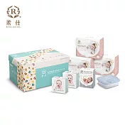 Roaze 柔仕 新款特級棉柔新生兒賀禮 / 乾濕兩用布巾彌月禮盒 - 多款任選  矽膠盒-晨霧藍