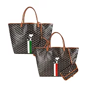 GOYARD STLOUI SNOOPY 聯名款條紋塗料帆布LOGO子母購物包-任選色 大/黑棕/白綠