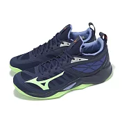 Mizuno 排球鞋 Wave Dimension 男鞋 藍 綠 緩衝 室內運動 羽排鞋 美津濃 V1GA2240-11 28.5cm NAVY/GREEN
