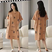 BJ COLLECTION 日系純棉字母熊袖居家服 BJC50034  FREE 棕色