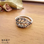 自然簍空葉子設計925純銀戒指.閉口圈 10 國際圍10號