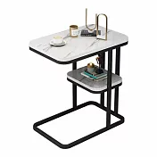 IDEA-現代輕奢雙層置物茶几/兩色可選 黑鐵+白石紋