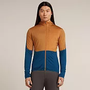 【紐西蘭Icebreaker】男 DESCENDER RealFleece™ 刷毛保暖連帽外套-200 S 土棕/深藍