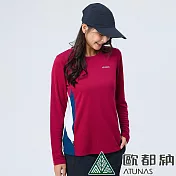 【ATUNAS 歐都納】女款抑菌長袖排汗T恤A1TSEE04W/吸濕快乾/抗臭/Polygiene XL 勃根地紅