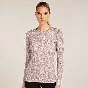 【紐西蘭Icebreaker】女 Oasis 圓領長袖上衣 (羽形律動)-200 S 藕粉/雪白