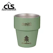 【韓國CLS】304不鏽鋼雙層杯 贈杯蓋/露營杯/套杯/野餐杯/不鏽鋼杯 (四色任選)  抹茶綠
