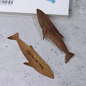 廢材小姐 書籤 手作木雕胡桃原木-藍鯨(長10.5cm)