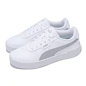 Puma 休閒鞋 Carina 3.0 Aqua Metallics 女鞋 白 銀 皮革 復古 餅乾鞋 40072201 23cm WHITE/SILVER