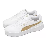 Puma 休閒鞋 Carina 3.0 Aqua Metallics 女鞋 白 卡其 皮革 復古 餅乾鞋 40072202 23cm WHITE/LIGHT SAND