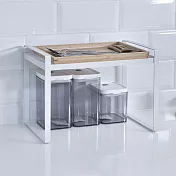 【H&R安室家】台製廚房可堆疊桌面置物架 收納架 加高款 KC75 黑色