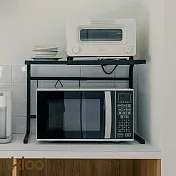 【H&R安室家】台製時尚伸縮式微波爐架 置物架 收納架 KS36A 黑色