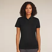 【紐西蘭Icebreaker】女 Tech Lite 短袖POLO衫-150 S 黑色