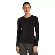 【紐西蘭Icebreaker】女 ACE MerinoFine™ 細緻羊毛圓領長袖上衣(17.5微米)-150 M 黑色