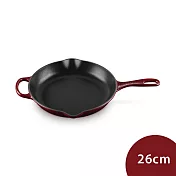 Le Creuset 單柄圓形鑄鐵烤盤 26cm 醇酒紅 煎盤 烤肉盤 牛排烤盤 (電磁爐 IH爐可用)