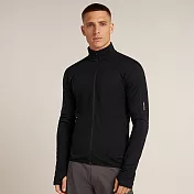 【紐西蘭Icebreaker】男 Descender RealFleece™ 長袖刷毛保暖外套-300 S 黑色