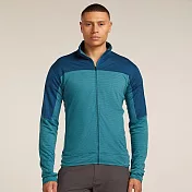 【紐西蘭Icebreaker】男 Descender RealFleece™ 長袖刷毛保暖外套-300 S 湖水藍/深藍