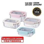 【CookPower鍋寶】Snapiro可微波316L不鏽鋼保鮮盒 日禾淡彩4件組
