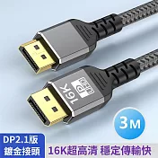 DP轉DP 16K60Hz公對公傳輸線 DP2.1版電腦編織連接線-3米