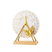 【野一夏】免年份金屬/木質萬年曆擺飾 設計創意日曆桌飾 裝飾小物 時光紀念品 辦公桌家居禮物 -蝴蝶金