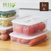 【梵特】透明可微波冷凍密封食物保鮮盒-3L-3入