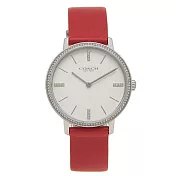 COACH 簡約皮革錶帶手錶-紅