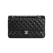 CHANEL 銀釦菱格紋粒紋牛皮 25cm COCO包_展示品 (黑色)