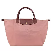 LONGCHAMP LE PLIAGE系列短把再生尼龍摺疊水餃包(中) 粉紅茶