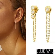 ELLIE VAIL 邁阿密防水珠寶 金色單鑽耳環 幸運3圓鑽 前後扣垂墜式耳環 Alandra Chain