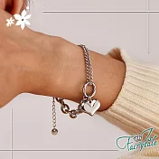 【伊飾童話】簡單的愛 歐美不對稱雙層麻花鈦鋼手鍊/ 銀色