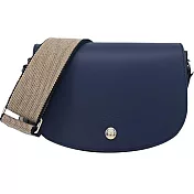 LONGCHAMP ?PURE系列滑面小牛皮半月型斜背包(小) 海軍藍