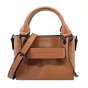 LONGCHAMP 3D系列小牛皮手提/斜背兩用包(迷你) 黃褐