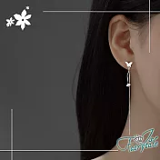 【伊飾童話】蝴蝶垂鑽 氣質長垂墜銅電鍍銀耳環