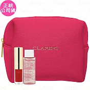 CLARINS 克蘭詩 彈潤植萃純淨美唇組_艷紅櫻桃(彈潤植萃美唇油(#03)(1.4ml)+阿爾卑斯純淨卸妝水(10ml)+櫻桃紅化妝包)(公司貨)